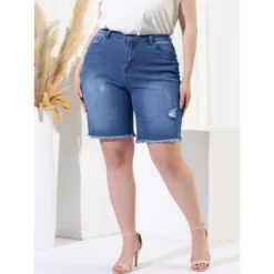 Agnes Orinda Women's Plus Size Denim Shorts Mid Rise Ripped Frayed Bermuda Jean Shorts 12 Agnes Orinda Women's Plus Size Denim Shorts Mid Rise Ripped Frayed Bermuda Jean Shorts -Modish Ink Sales GUEST 05016877 29c8 4456 ada2 1ab1b16f7c14