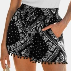 Women's Bandana Pom Pom Shorts - Cupshe -Modish Ink Sales GUEST 05023551 7f7e 489c a5e0 a285bc8e89b0