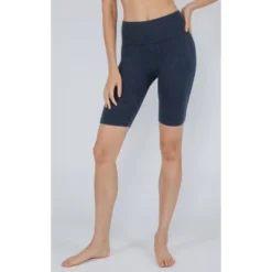 90 Degree By Reflex - Women's Washed Ribbed High Waist 9" Biker Shorts
