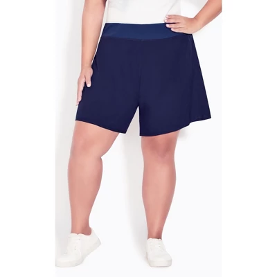Women's Plus Size Active Short - Navy | AVENUE LEISURE 4 Women's Plus Size Active Short - Navy | AVENUE LEISURE - Image 3