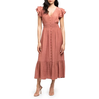 August Sky Women's Flutter Sleeves Midi Dress 7 August Sky Women's Flutter Sleeves Midi Dress - Image 5