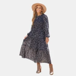 Women's Ditsy Floral Round Neck Maxi Dress - Cupshe -Modish Ink Sales GUEST 0ca5a08b 96ef 4d72 aed2 74e70a462074