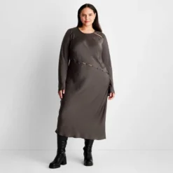 Women's Long Sleeve Asymmetrical Cut-Out Button Detail Midi Dress - Future Collective™ With Reese Blutstein Dark Gray -Modish Ink Sales GUEST 0e516610 4e8d 4420 ad04 5d4194a8b9f0