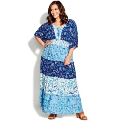 Women's Plus Size Daisy Tiered Maxi Dress - Blues | AVENUE -Modish Ink Sales GUEST 10ee5bfb e830 46f7 a722 0959480ddde3