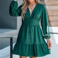 Women's Emerald Button-Loop Mini Dress - Cupshe -Modish Ink Sales GUEST 119accdf 1666 4c37 bd1d 39c8e4094945