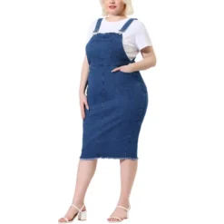 Agnes Orinda Women's Plus Size Bodycon Back Vent Raw Hem Denim Midi Overall Dresses -Modish Ink Sales GUEST 1252bcab 0f6f 4eee a63a e22f9cbac908