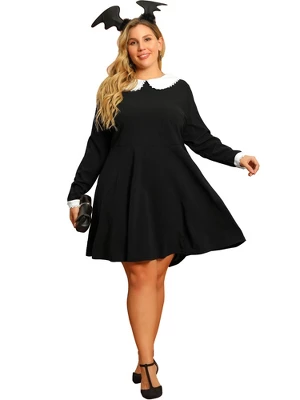 Agnes Orinda Women's Plus Size Peter Pan Collar A-Line Elegant Formal A Line Dress 4 Agnes Orinda Women's Plus Size Peter Pan Collar A-Line Elegant Formal A Line Dress - Image 2