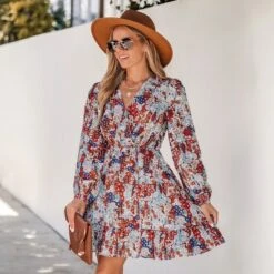 Women's Floral Print Peasant Sleeve A-line Mini Dress - Cupshe -Modish Ink Sales GUEST 16218f9f 75d3 4a14 93fb 41b90ce655f6