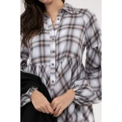 August Sky Women's Plaid Babydoll Mini Shirt Dress -Modish Ink Sales GUEST 19ce036b cd4f 4ef6 9d2a be19821e38c4