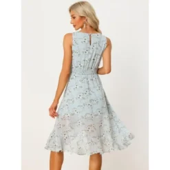 Allegra K Women's Summer Wrap Ruffle High Low Hem Round Neck Keyhole Back Sleeveless Floral Dress -Modish Ink Sales GUEST 1e8e367c afa1 4091 ba66 ed79b15d8c31