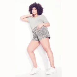 Women's Plus Size Raw Edge Print Short - Gray Animal | ZIM & ZOE -Modish Ink Sales GUEST 215fc57d 1284 4855 8609 589e124be559