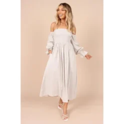 Petal And Pup Womens Domenica Shirred Long Sleeve Midi Dress -Modish Ink Sales GUEST 2389abb5 d32f 4a88 9301 cdab3287236e