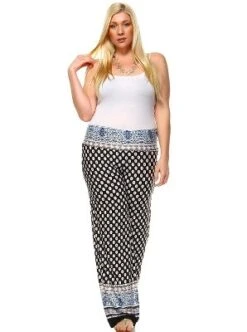 Women's Plus Size Border Printed Palazzo Pants - White Mark 10 Women's Plus Size Border Printed Palazzo Pants - White Mark -Modish Ink Sales GUEST 27059755 e15e 4382 b418 3442c17ad578