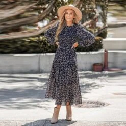Women's Ditsy Floral Round Neck Maxi Dress - Cupshe -Modish Ink Sales GUEST 2864dc0c 9bb4 4f31 9f8a 18f76e86862d