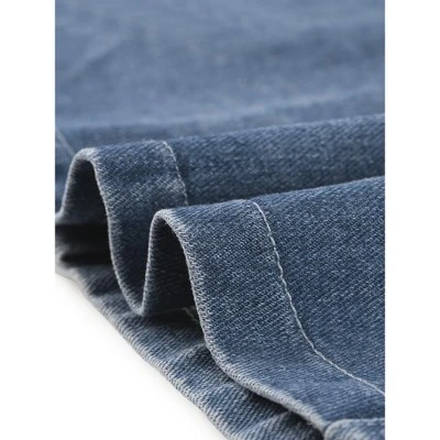 Allegra K Women's Sleeveless Square Neck Button Down Flared Casual Mini Denim Dress 6 Allegra K Women's Sleeveless Square Neck Button Down Flared Casual Mini Denim Dress - Image 4