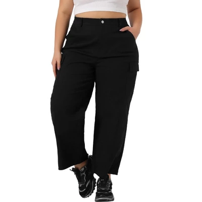 Agnes Orinda Women's Plus Size Elastic Waist Pockets Outdoor Workout Cargo Pants 3 Agnes Orinda Women's Plus Size Elastic Waist Pockets Outdoor Workout Cargo Pants
