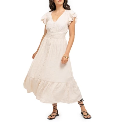 August Sky Women's Flutter Sleeves Midi Dress 6 August Sky Women's Flutter Sleeves Midi Dress - Image 4