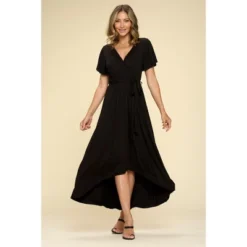 WEST K Women's Georgia Faux Wrap Dress With High-Low Hem And Tie Waist