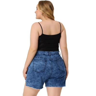 Agnes Orinda Women's Plus Size High Rise Fashion Denim Roll-Up Stretched Ripped Jean Shorts 5 Agnes Orinda Women's Plus Size High Rise Fashion Denim Roll-Up Stretched Ripped Jean Shorts - Image 3