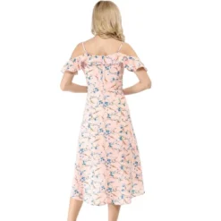 Allegra K Women's Spaghatti Straps Ruffled Sleeves Asymmetrical High Low Floral A-Line Midi Dress -Modish Ink Sales GUEST 377d936a 042d 46f7 8b80 fd9631ac093b