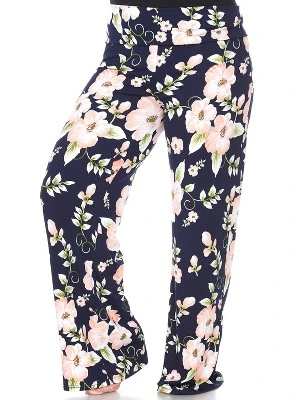 Women's Plus Size Floral Printed Palazzo Pants - White Mark 5 Women's Plus Size Floral Printed Palazzo Pants - White Mark - Image 3
