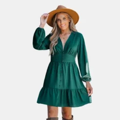 Women's Emerald Button-Loop Mini Dress - Cupshe -Modish Ink Sales GUEST 3f259076 02cf 4e87 9b7f 49c67d8bfd2c