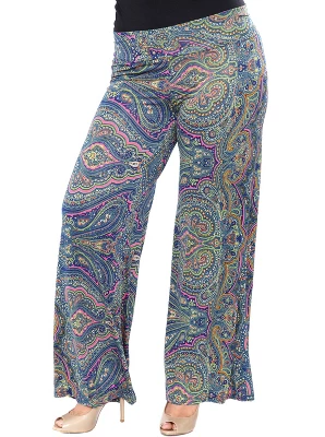 Women's Plus Size Paisley Printed Palazzo Pants - White Mark 6 Women's Plus Size Paisley Printed Palazzo Pants - White Mark - Image 5