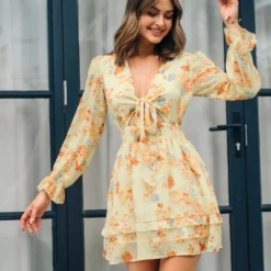 Women's V Neck Floral Cutout Mini Dress - Cupshe -Modish Ink Sales GUEST 405eb181 05b8 4e88 a73f 1b97d100f00d