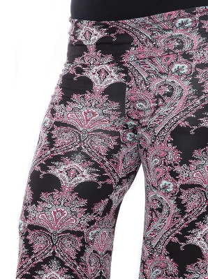 Women's Plus Size Paisley Printed Palazzo Pants - White Mark 2 Women's Plus Size Paisley Printed Palazzo Pants - White Mark