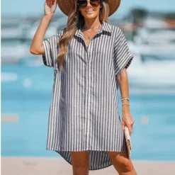 Women's Striped Mini Shirt Dress - Cupshe -Modish Ink Sales GUEST 4448ab76 04e4 4790 b0c6 f479cb59bdf2