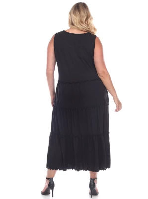 Women's Plus Size Scoop Neck Tiered Midi Dress - White Mark 4 Women's Plus Size Scoop Neck Tiered Midi Dress - White Mark - Image 2