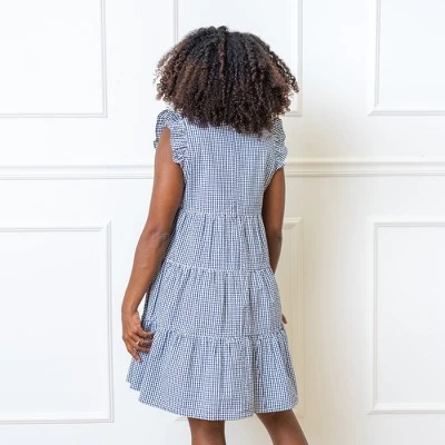 Hope & Henry Womens' Organic Cotton Flutter Sleeve Short Tiered Dress 4 Hope & Henry Womens' Organic Cotton Flutter Sleeve Short Tiered Dress - Image 2