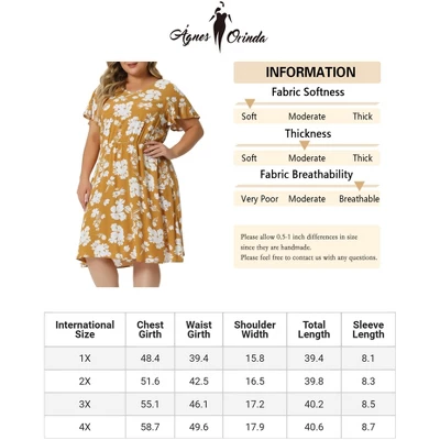 Agnes Orinda Women's Plus Size V Neck Elastic Waist Ditsy Floral Midi Dresses 7 Agnes Orinda Women's Plus Size V Neck Elastic Waist Ditsy Floral Midi Dresses - Image 5