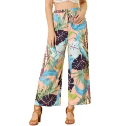 Allegra K Women's Floral Casual Elastic Waist Wide Leg Tropical Trouser -Modish Ink Sales GUEST 4c145269 3102 4b3c 9db5 afe7b4eb9a66