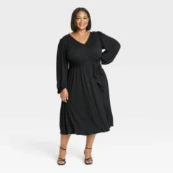 Women's Balloon Long Sleeve Knit V-Neck Faux Wrap Midi Dress - Ava & Viv™ -Modish Ink Sales GUEST 4c2a72d3 8bf0 483e 96a2 8c6328cedcf5