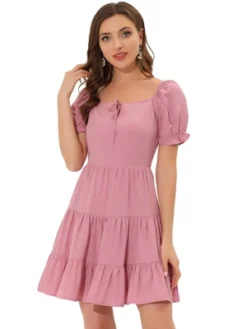 Allegra K Women's Square Neck Ruffle Sleeve Smocked Back Tiered Flowy Dress -Modish Ink Sales GUEST 502dc329 2090 4e50 852a 29ca3514a7b2