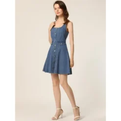 Allegra K Women's Sleeveless Square Neck Button Down Flared Casual Mini Denim Dress 8 Allegra K Women's Sleeveless Square Neck Button Down Flared Casual Mini Denim Dress -Modish Ink Sales GUEST 5089f9b2 27b6 4763 a27c 53c5bab82ff2