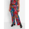Rebdolls Women's Rikki Knit Floral Print Wide Leg Pants W. Pockets
