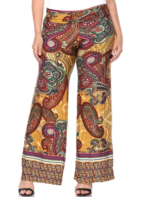 Women's Plus Size Paisley Printed Palazzo Pants - White Mark 12 Women's Plus Size Paisley Printed Palazzo Pants - White Mark - Image 11