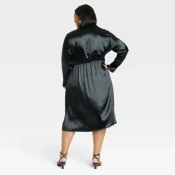 Women's Long Sleeve Midi Shirtdress - Ava & Viv™