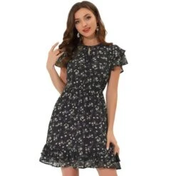 Allegra K Women's Ruffle Sleeve Self-Tie V Neck Above Knee Ruffled A-Line Floral Chiffon Dress 19 Allegra K Women's Ruffle Sleeve Self-Tie V Neck Above Knee Ruffled A-Line Floral Chiffon Dress -Modish Ink Sales GUEST 55f9e4f2 9377 4203 97c0 b222268a8120