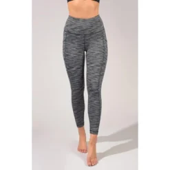 90 Degree By Reflex - Women's High Waist Space Dye 7/8 Ankle Leggings With Side Pockets