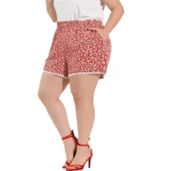 Agnes Orinda Women's Plus Size Shorts Elastic Waist Floral Print Lace Short Pants -Modish Ink Sales GUEST 59d10f3e c3b1 42af bc17 5437342ee24a