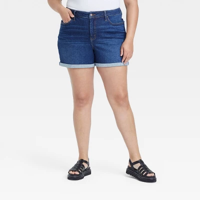 Women's Plus Size Mid-Rise Jean Shorts - Ava & Viv™ 5 Women's Plus Size Mid-Rise Jean Shorts - Ava & Viv™ - Image 3
