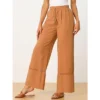 Allegra K Women's Casual Loose High Waist Drawstring Wide Leg Palazzo Pants With Pockets
