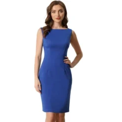 Allegra K Women's Sleeveless Boat Neck Casual Office Sheath Dresses -Modish Ink Sales GUEST 5daf0b44 d6d5 4c38 8eb8 39ffab7175c5