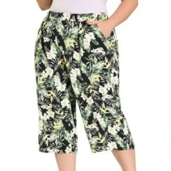 Agnes Orinda Women's Plus Size Floral Trouser Elastic Waist Casual Capri Pants -Modish Ink Sales GUEST 5ed83cf1 7aa8 4754 b778 b551eb5a35e6