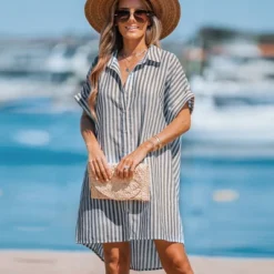 Women's Striped Mini Shirt Dress - Cupshe -Modish Ink Sales GUEST 60980a98 66df 4dd4 8c8c 38f66f51b299