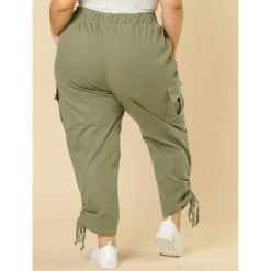 Agnes Orinda Women's Plus Size Drawstring Elastic Waist Cargo Pants With Pockets -Modish Ink Sales GUEST 61141121 83f5 4301 8516 33259e54969c