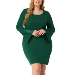 Agnes Orinda Women's Plus Size Cocktail Party Lace Bodycon Bell Sleeve Dress -Modish Ink Sales GUEST 654ece69 389f 42e8 bf1e 1e7680fbcb2f